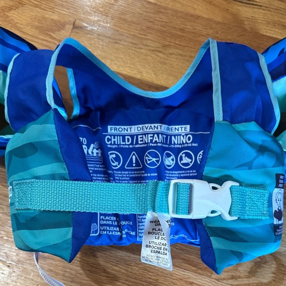 Speedo Kids Swim Vest with Shark Graphic - Blue and Teal